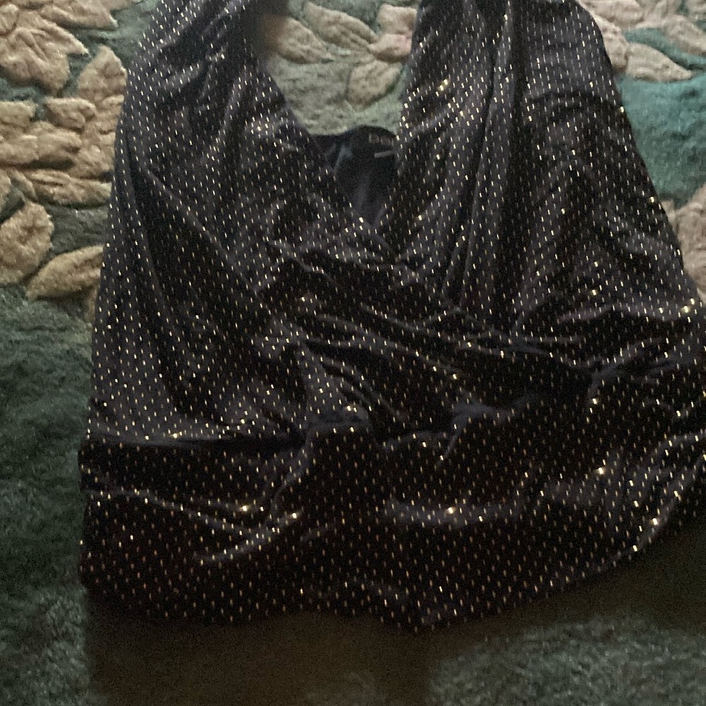 bebe Black and Gold Dotted Top